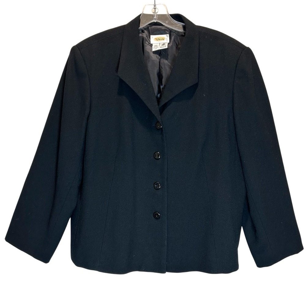 Talbots Women’s Black Wool Gaberdine Button-Up Fully Lined Jacket - Size 18